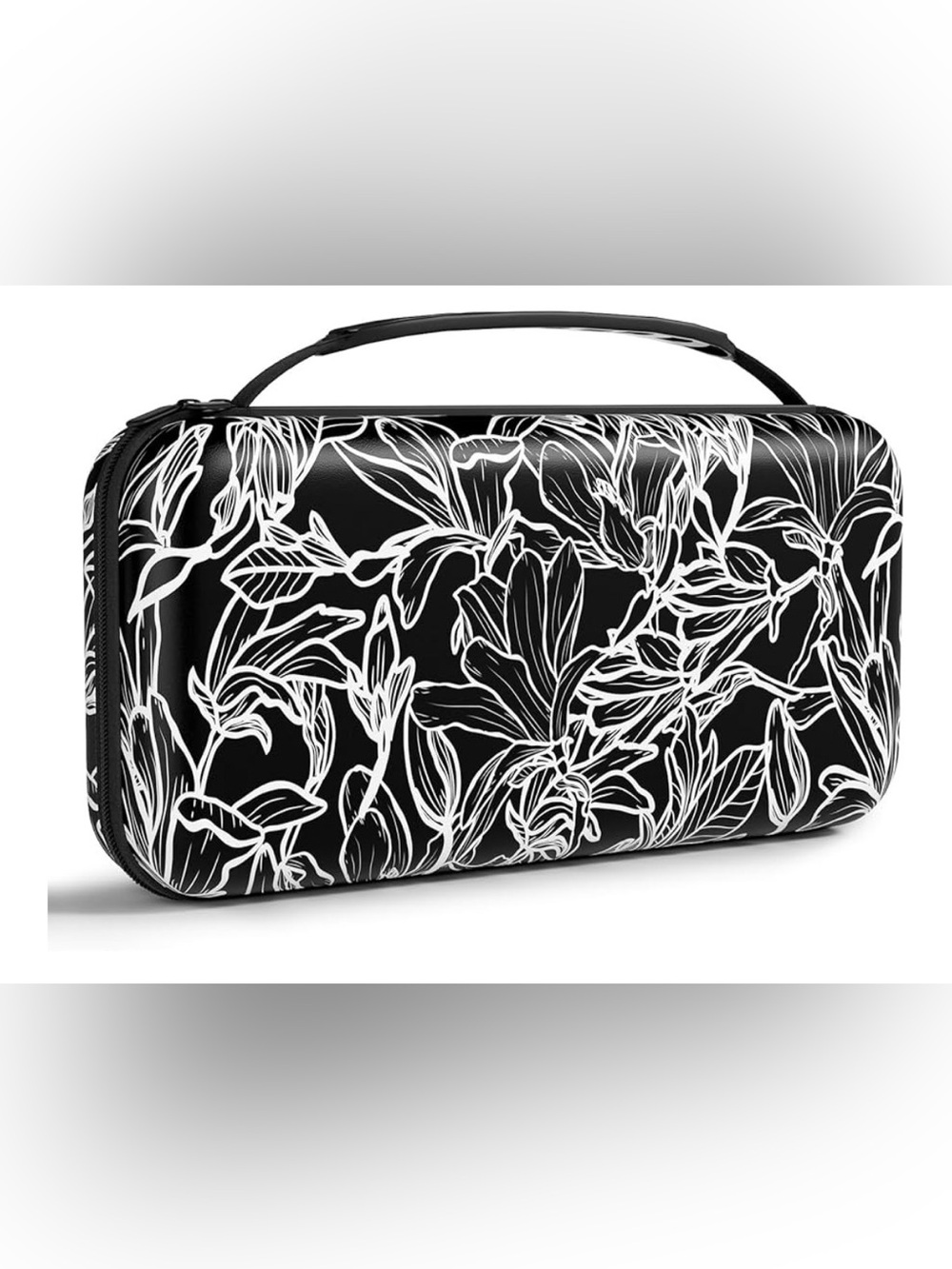 Black Floral Hard Shell Nintendo Switch Carry Case